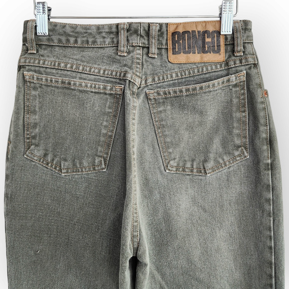 Vintage 80s Bongo High Waisted Army Green Tapered Leg Jeans 27 - Picture 8 of 10